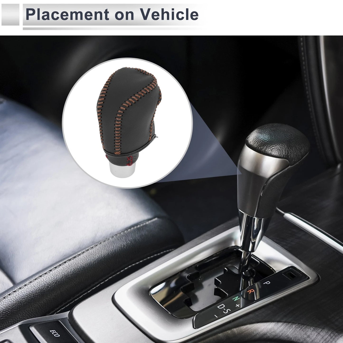 Gear Shift Knob Cover for Toyota Camry 2019-2022 Black Brown Faux Leather