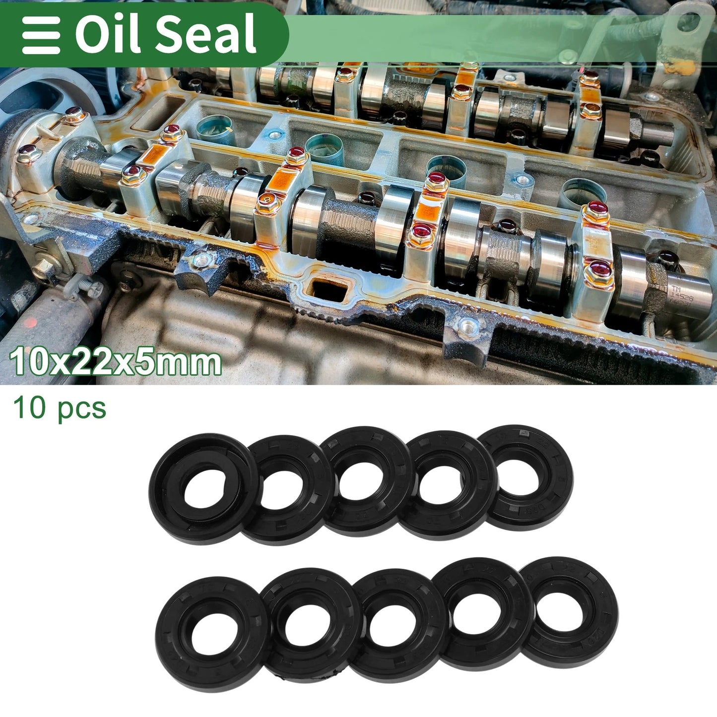 Oil Seal Rotary Shaft Seal NBR Rubber 10x22x5mm High Pressure Black