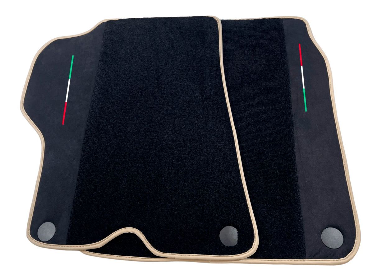 Black Floor Mats for Ferrari California with Alcantara Beige Trim (2008-2014)