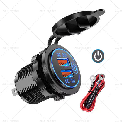 12V Fast Charger Power Adapter Dual QC3.0 USB Ports for Car Cigarette Lighter
