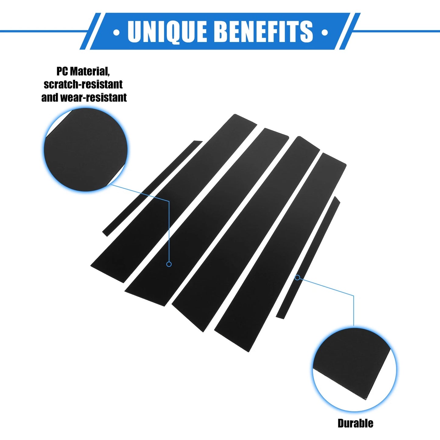 6 x Pillar Post Trim Covers for Toyota Corolla (2009-2013) Black