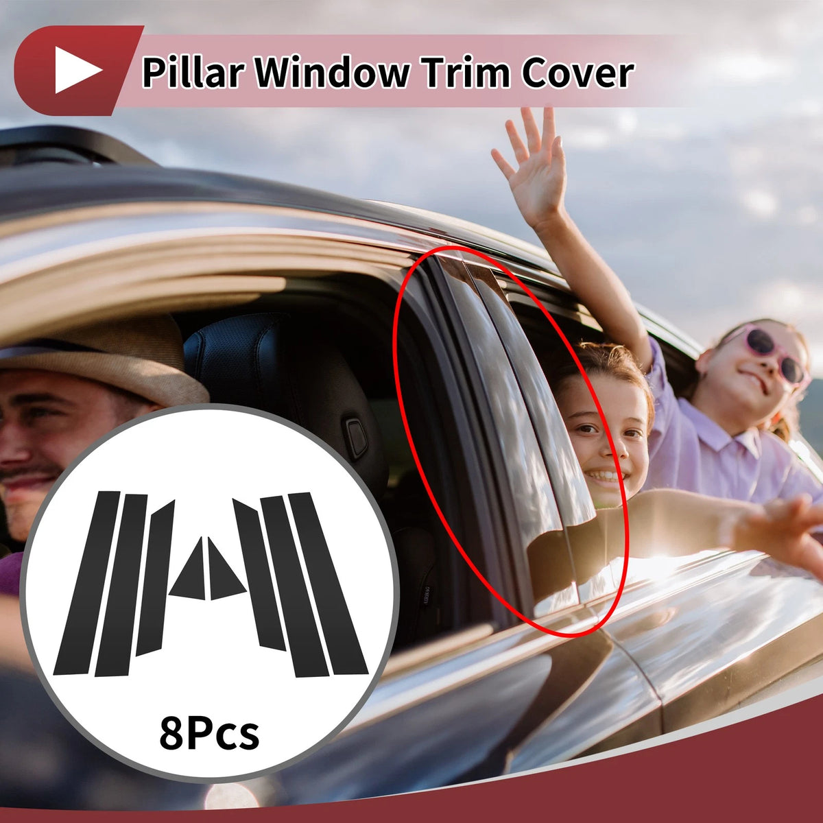 8 Pcs Car Door Pillar Window Trim for INFINITI QX50 Black (2014-2017)