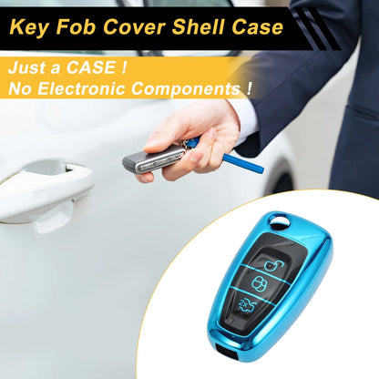 Blue TPU Silicone Key Case for Ford Mondeo 3 Buttons (2015-2023)