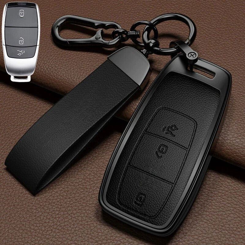 Zinc Alloy Leather Car Key Fob Case Cover for Benz C E S G W213 GLC W177 GLK AMG