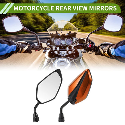 Motorcycle Rear View Mirrors Leaf Shape Orange Iron Plastic 1 Set for M10