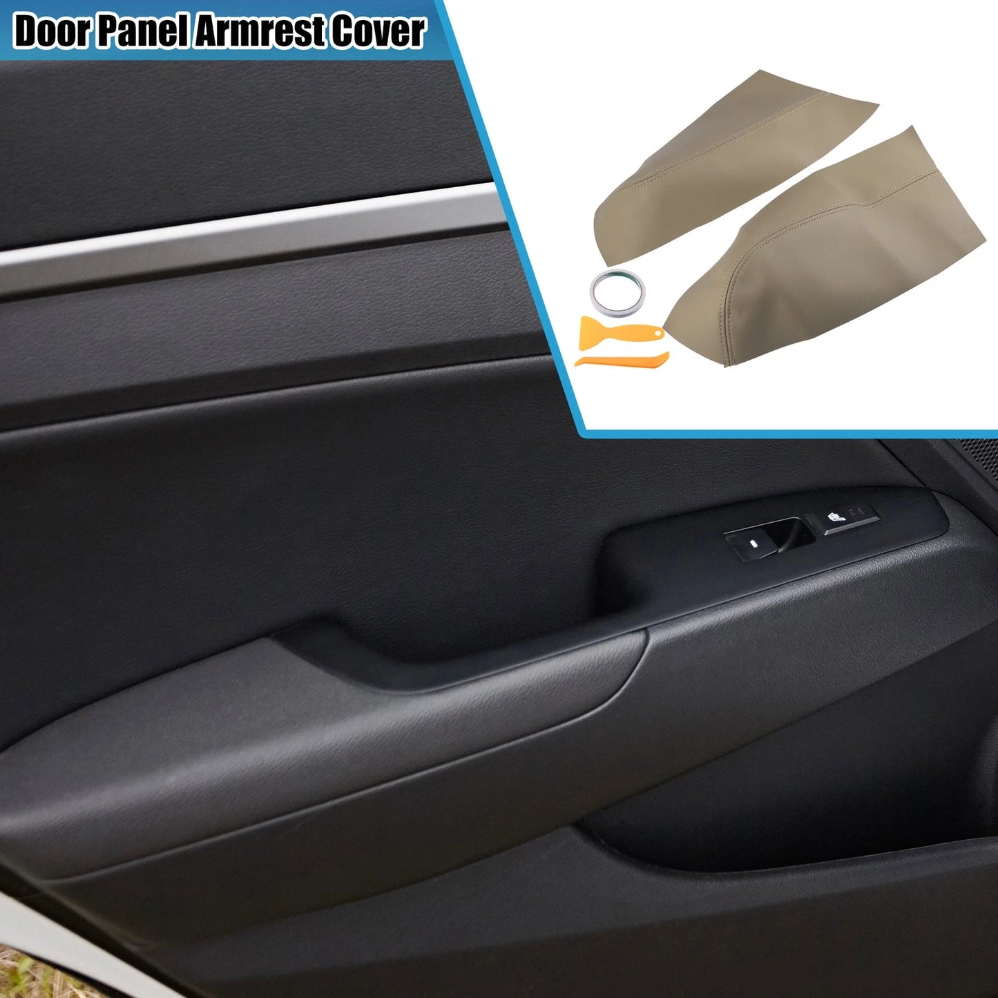 Beige Rear Door Panel Armrest Covers for Honda Pilot (2009-2015) 1 Pair