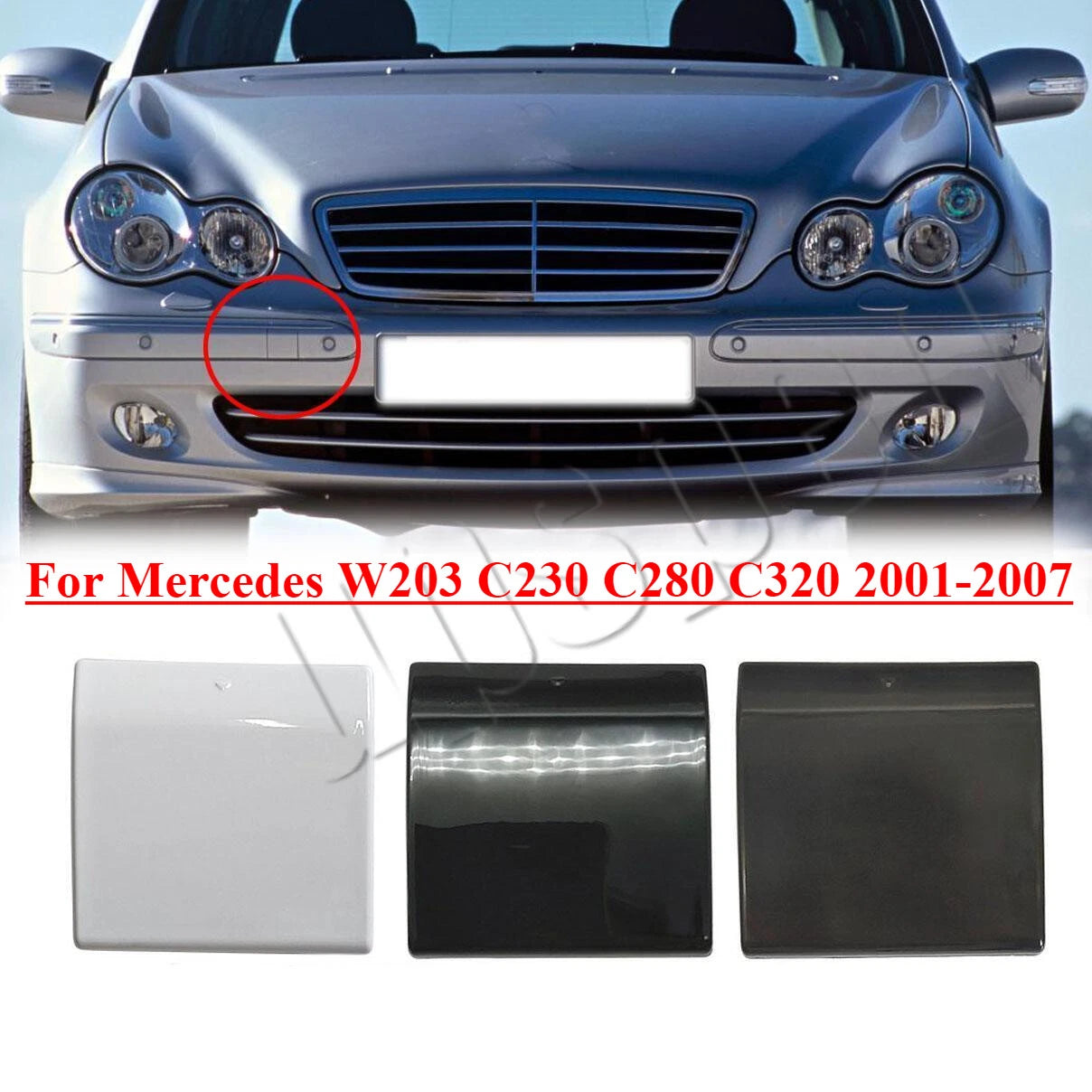 Front Bumper Tow Hook Eye Cover Cap for Mercedes W203 (2001–2007)