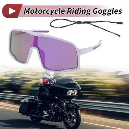 Motorcycle Riding Goggles Purple Lens White Purple Frame Triacetyl Cellulos PC