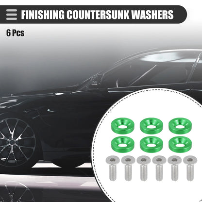 6 x Finishing Countersunk Washers Dress Up Fastener Green for Motorcycle