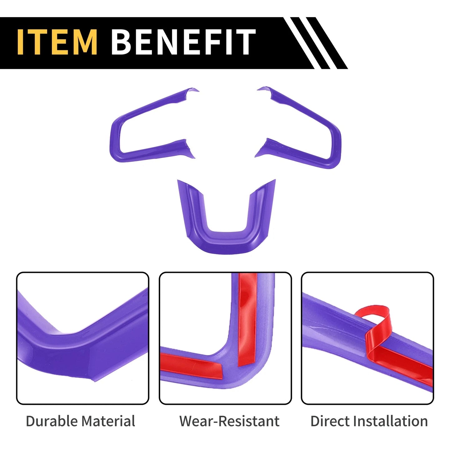 Steering Wheel Cover Trim Set for Jeep Wrangler JL JLU (2018-2024) Purple