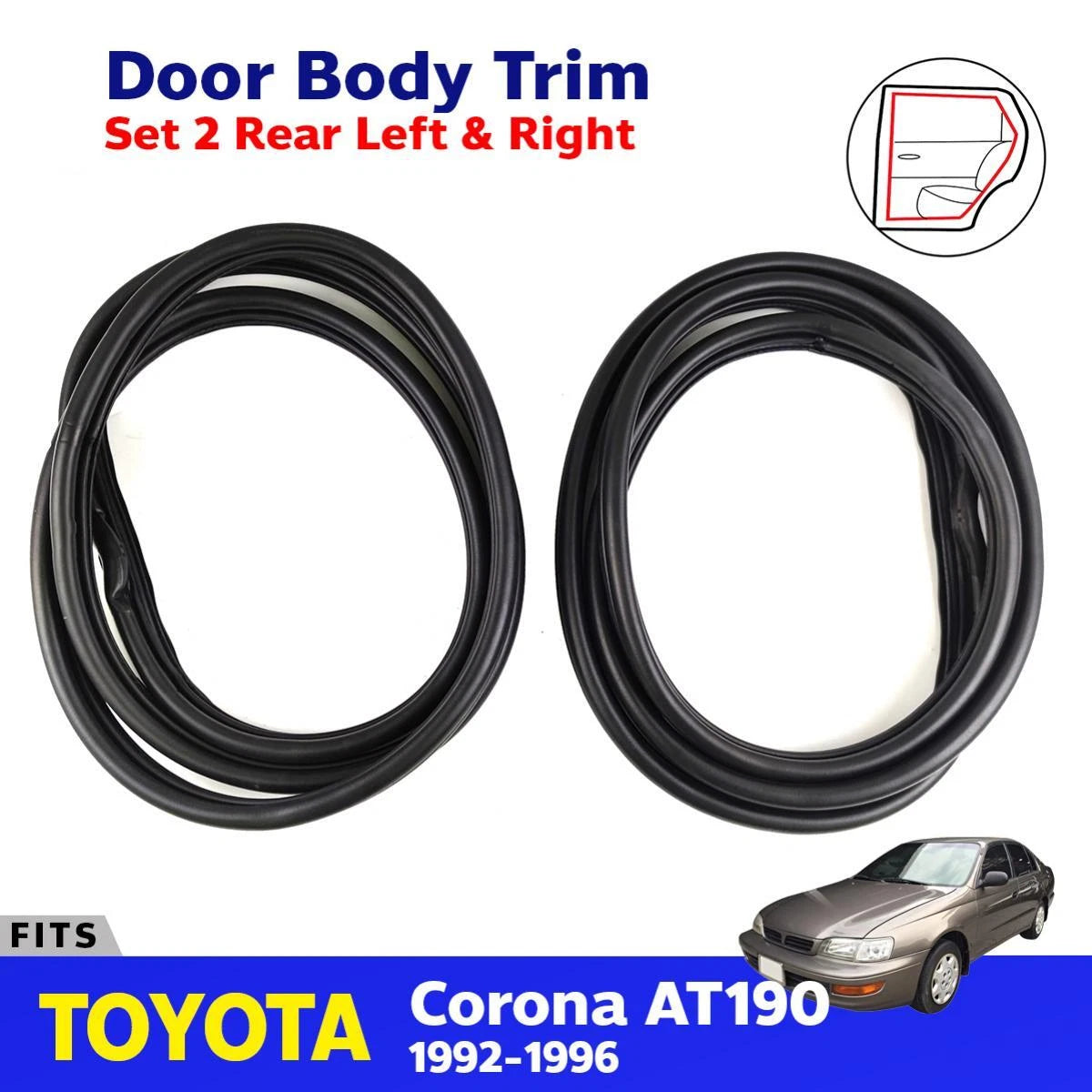 Door Trim Body Rear L+R Set 2 Fits Toyota Corona AT190 ST 4D Sedan 1992-96 D08