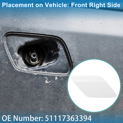 Front Right Washer Nozzle Cover for BMW 428i 2014-2016 (2 x White Caps)
