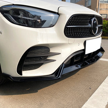 Gloss Black Front Bumper Spoiler for Benz W213 E260 E300 AMG (2021-2023)