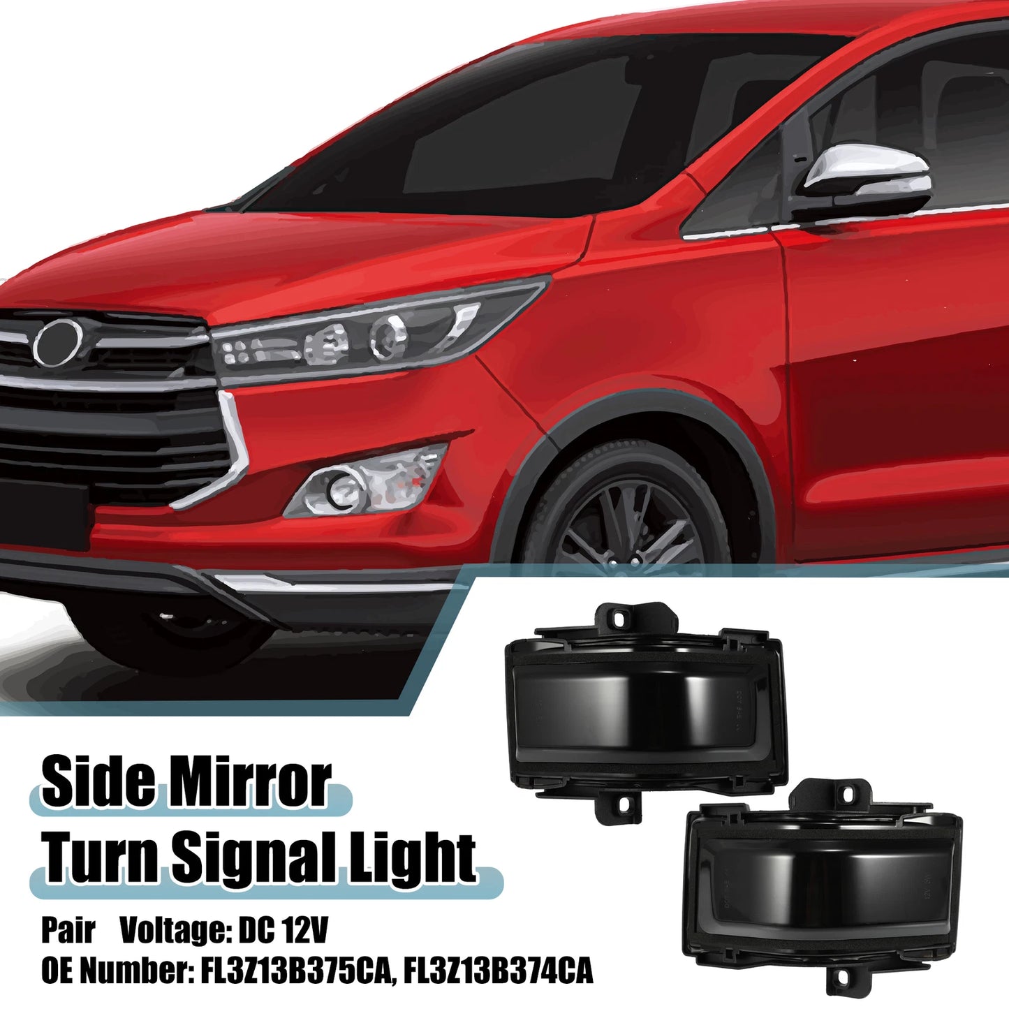 White Yellow Side Mirror Turn Signal Light for Ford (2015-2023)