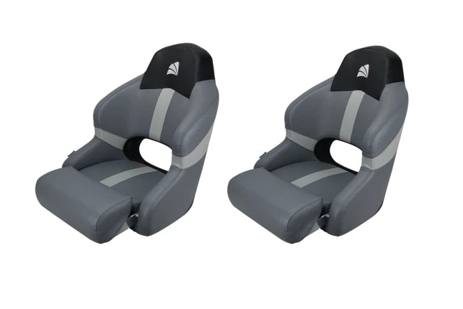 Sports Bucket Boat Seat with Bolster Black Carbon/Grey for Relaxn x 2 Seats
