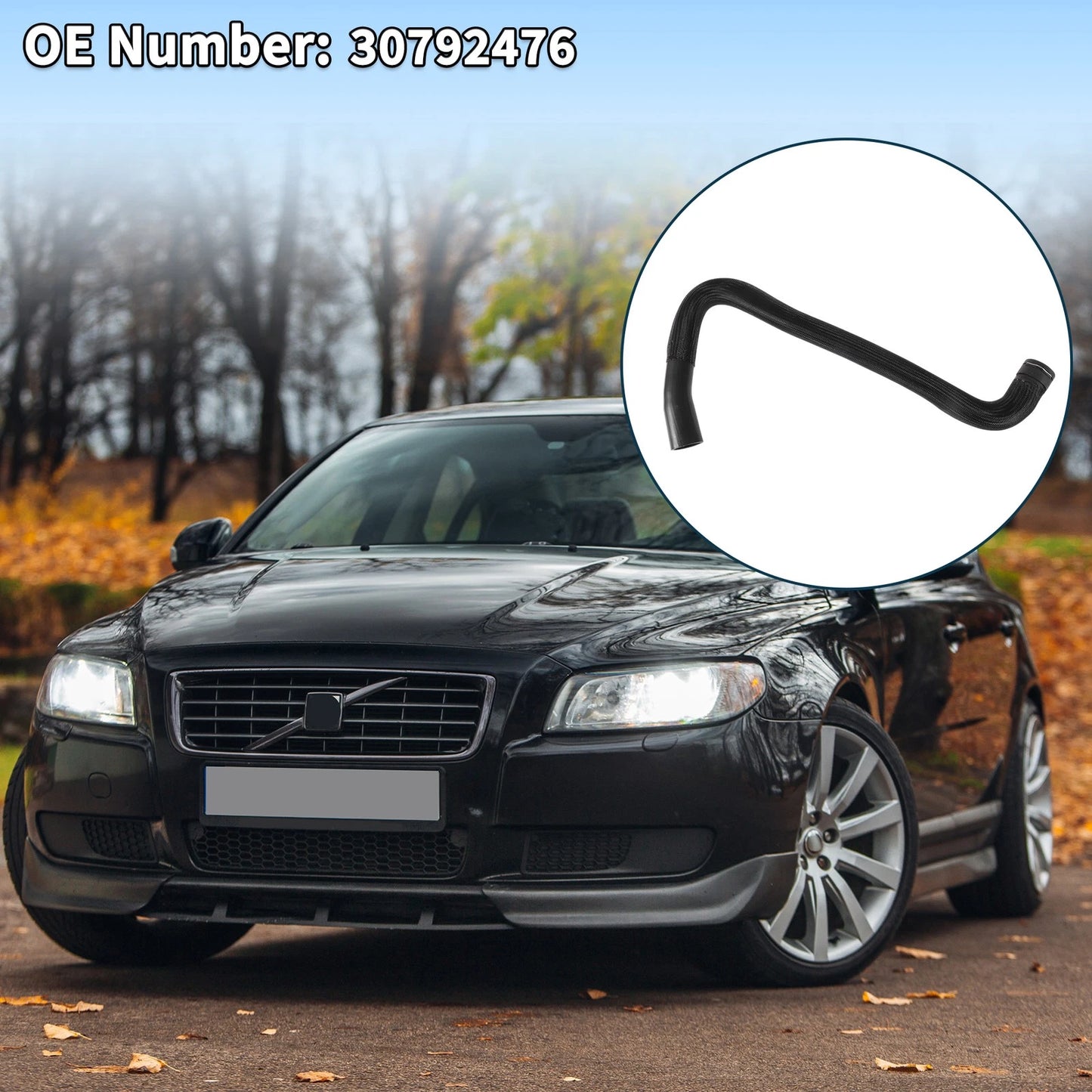 Radiator Hose Water Pipe for Volvo S80 (2010) - Rubber Black 1 Pcs