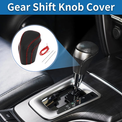 Carbon Fiber Pattern Black Red Gear Shift Knob Cover for Toyota Camry