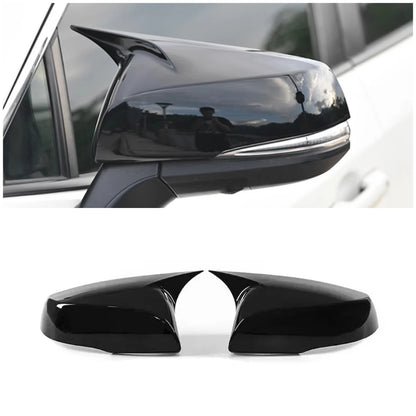 Glossy Black Ox Horn Rearview Mirror Lid Cover Trim for Toyota RAV4 (2019-2023)