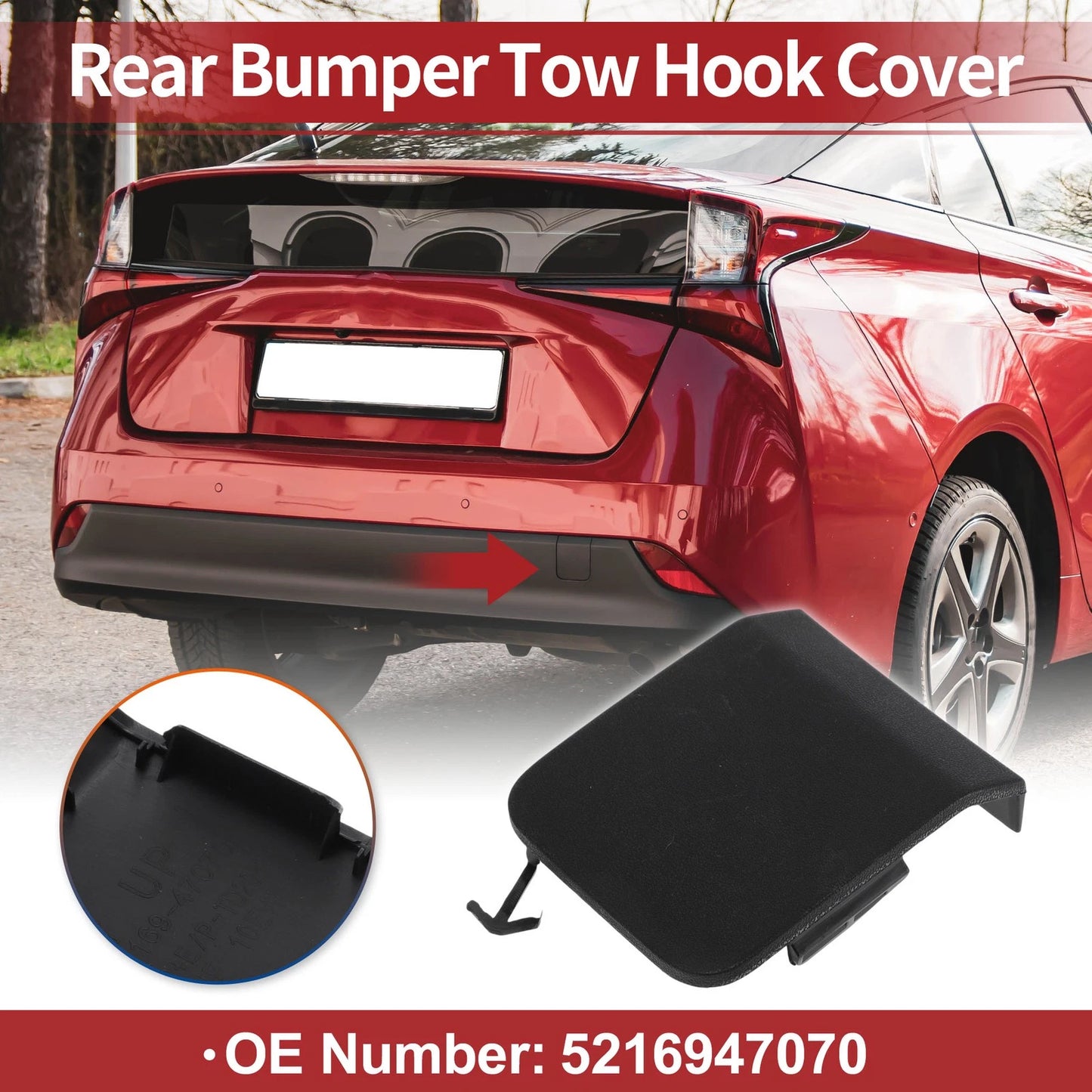 Rear Car Tow Hook Cover Cap for Toyota Prius (2021–2022)