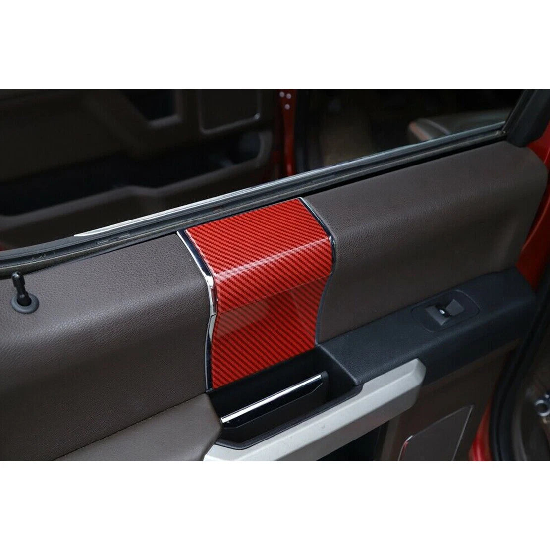 4x Carbon Fiber ABS Interior Door Handle Trim for Ford F150 (2015-2021)