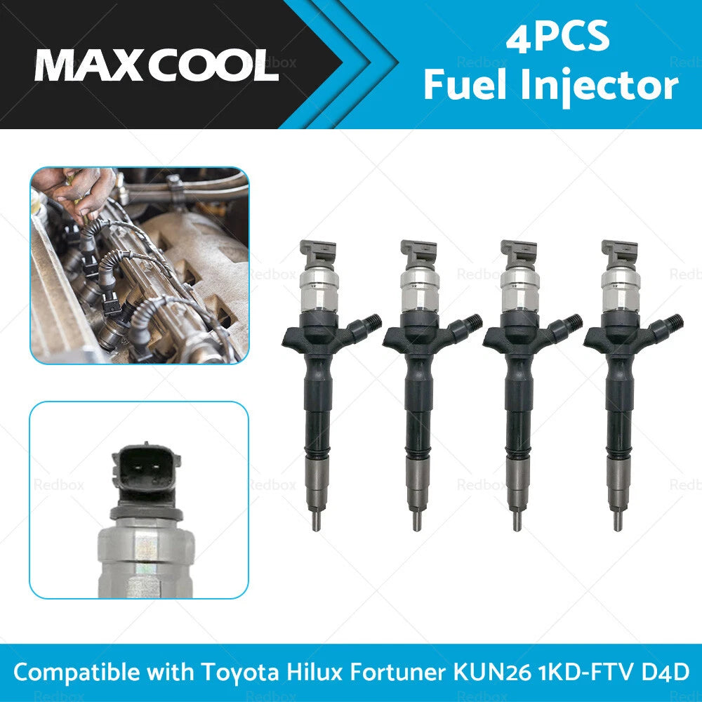 4X Diesel Fuel Injectors for Toyota Hilux Fortuner KUN26 1KD-FTV (2005-2015)