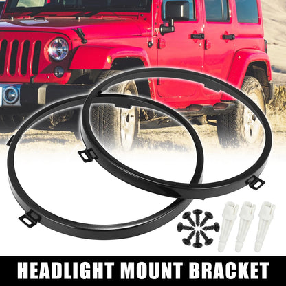 7" Round Headlight Mount Brackets for Jeep Wrangler (2007-2018)