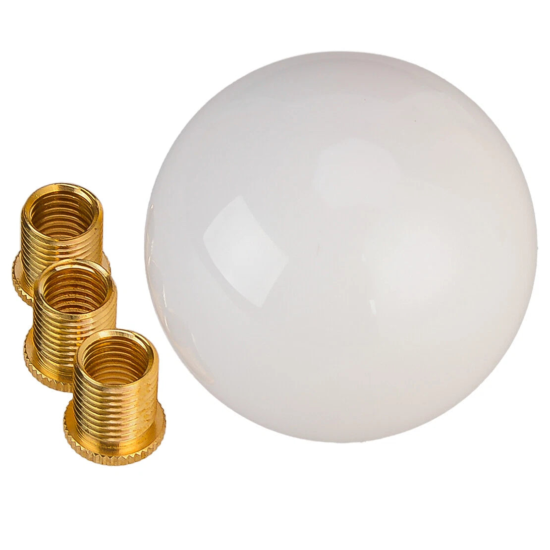 Acrylic Glossy White Round Ball Shift Knob for Manual Gear Shifter (Universal)