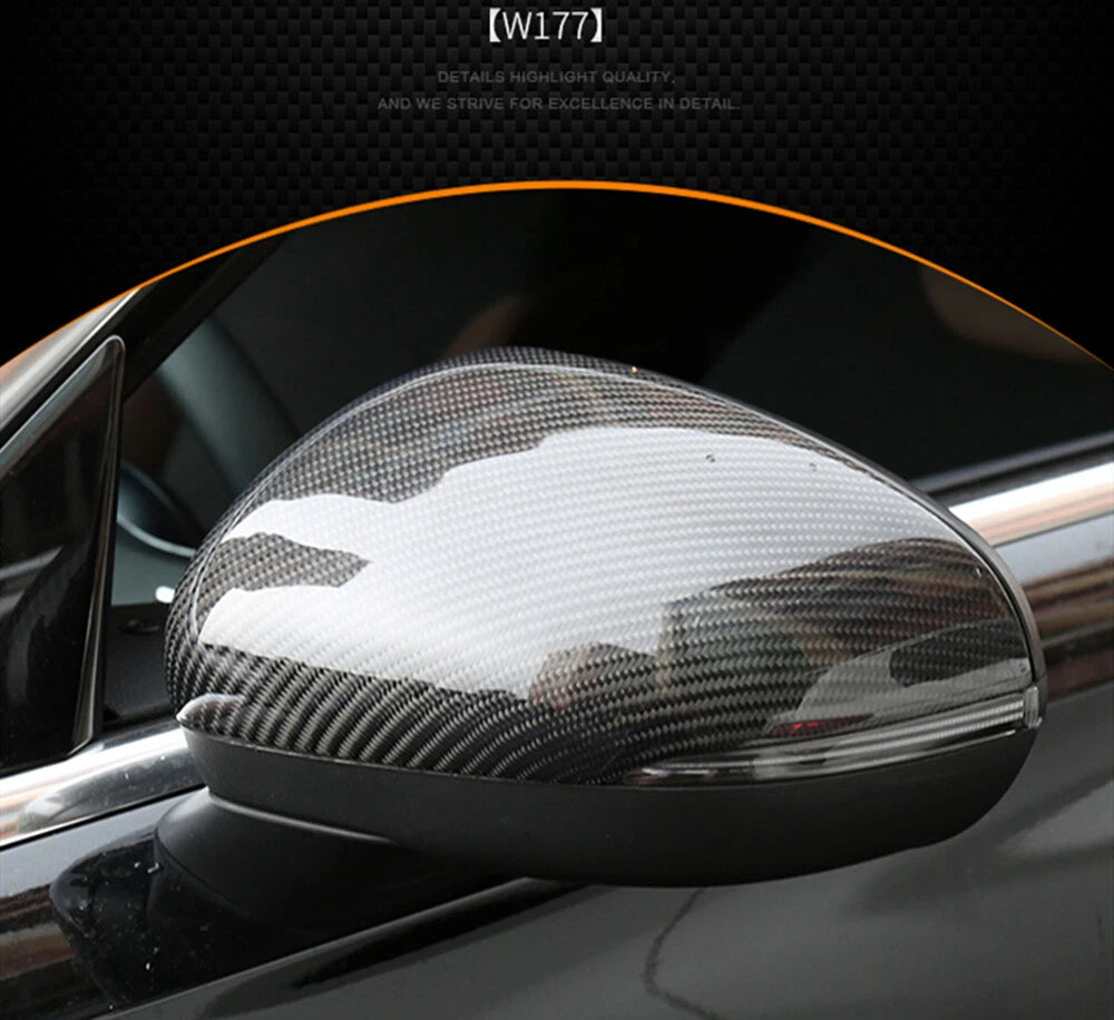 2 x Side Mirror Covers for Benz A Class W177 (2019-2020) Carbon Fiber Add-On