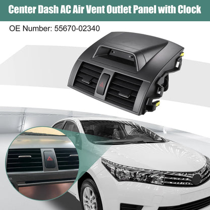 A/C Air Vent Outlet Panel with Clock for Toyota Corolla (2009-2013) Gray