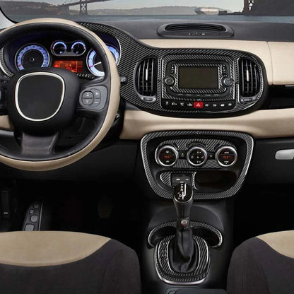 Soft Carbon Fiber Console Dashboard Panel Cover Trim Kit for Fiat 500L 2014-2017