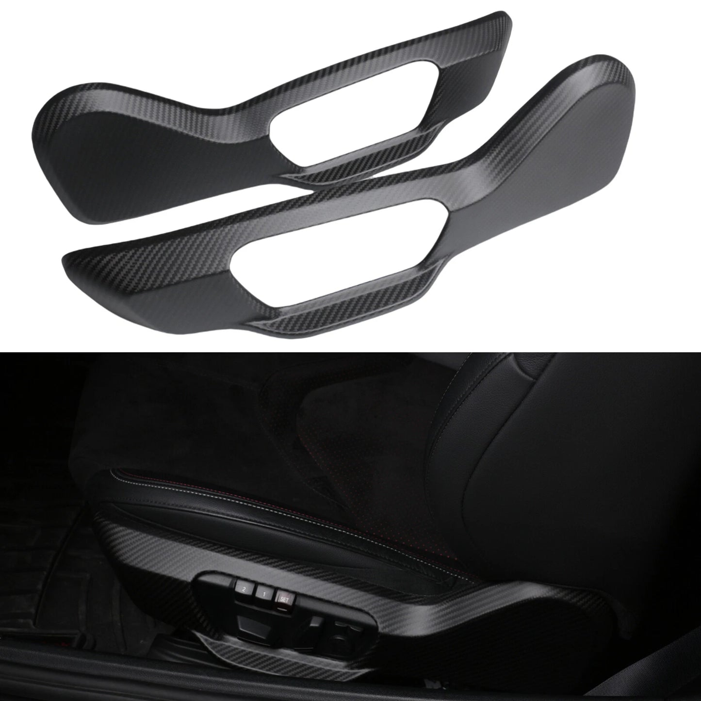 2 x Matte Carbon Fiber Seat Adjust Switch Panel Covers for Supra A90 A91 (19-23)