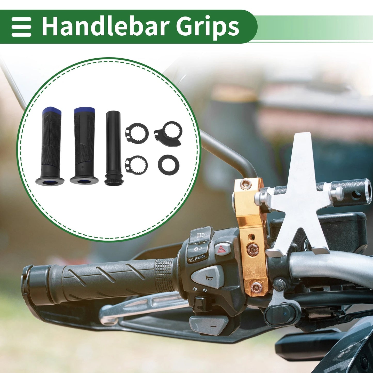 7/8 22mm Hand Grips Cover Kit for Motorcycle Diamond Blue