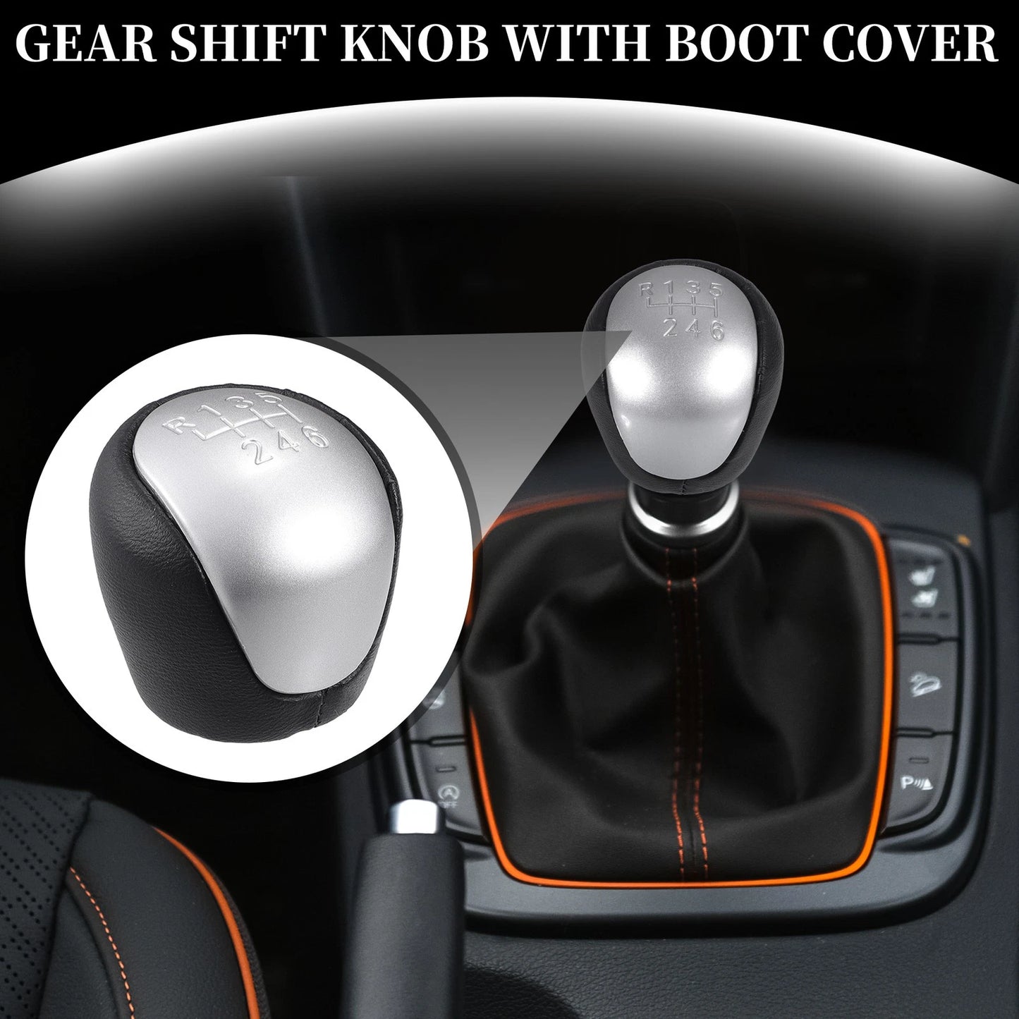 6 Speed Manual Gear Shift Knob for Hyundai IX35 (2009-2015) - Faux Leather Black