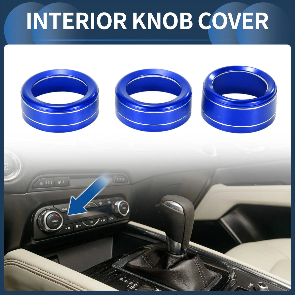 3 x AC Media Volume Switch Knob Cover Ring for Mazda 3 Touring (2017-2018)