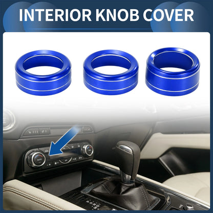 3 x AC Media Volume Switch Knob Cover Ring for Mazda 3 Touring (2017-2018)
