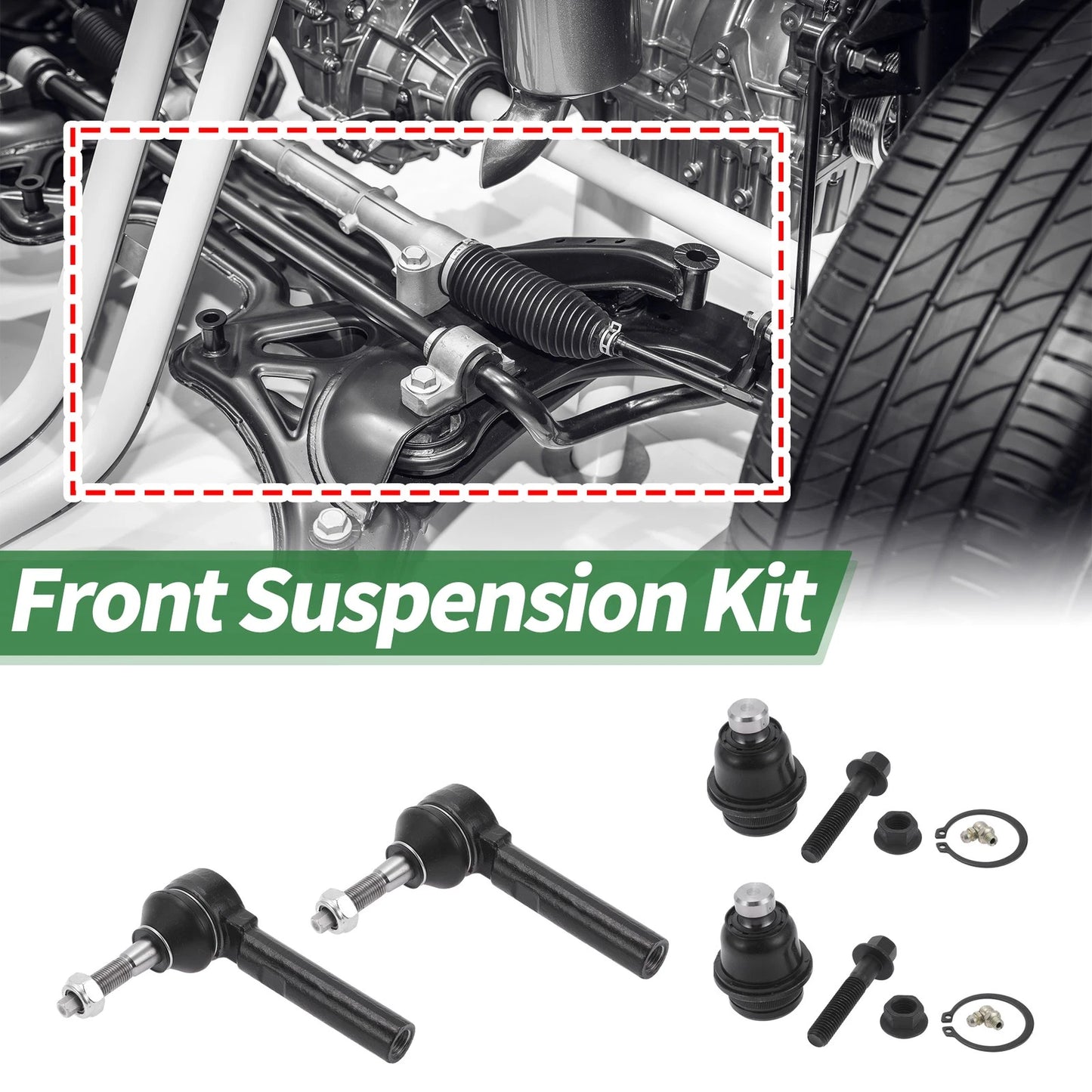 4 Pcs Front Suspension Kit Outer Tie Rod Ends Lower Ball Joints for Jeep Compass
