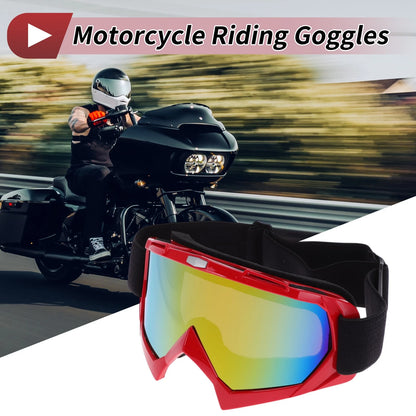 Motorcycle Riding Goggles Colorful Lens Red Frame PC TPU Cycling Sunglasses