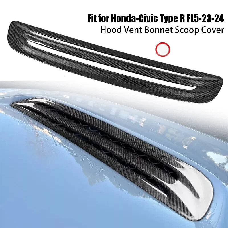 Dry Carbon Fiber Hood Vent Air Scoop Trim Cover for Civic Type R (2023-2024)