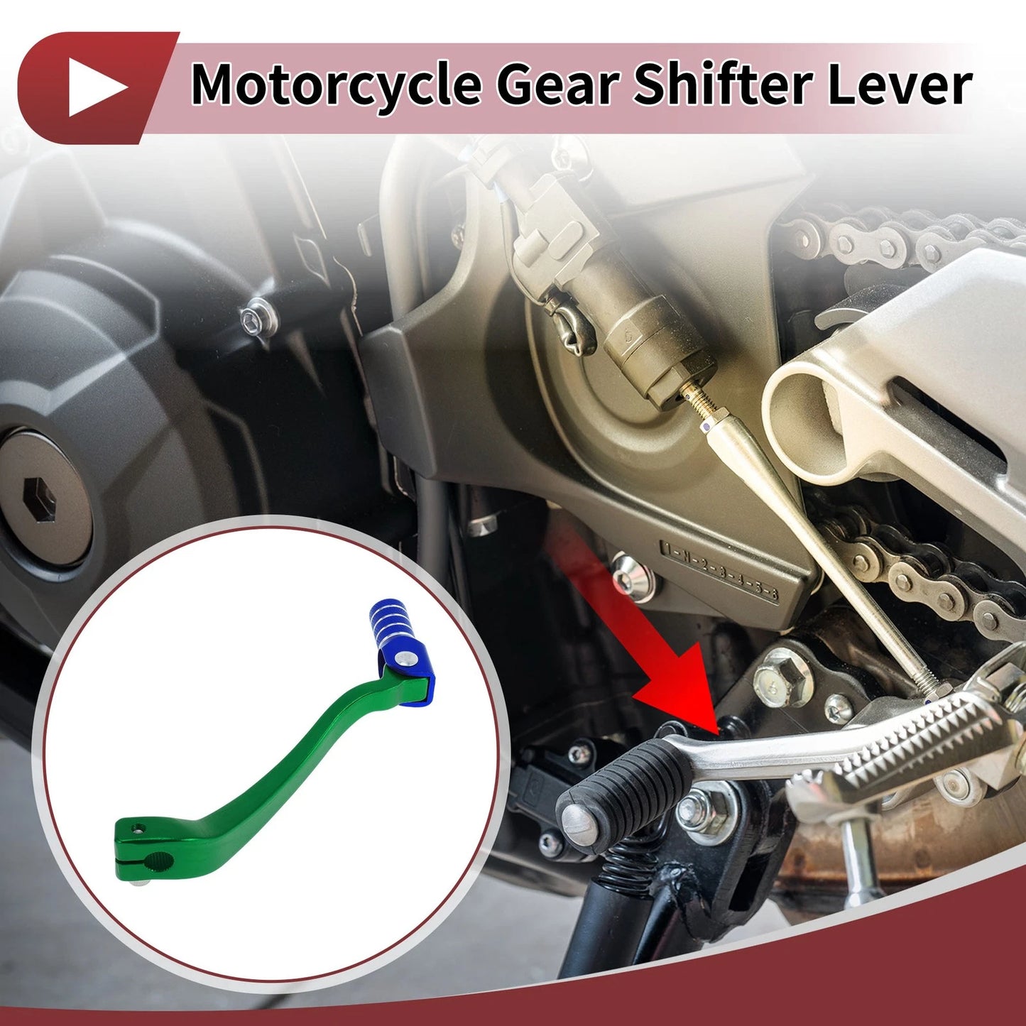 Folding Gear Shifter Lever for Kayo T6 Green Blue Silver Tone
