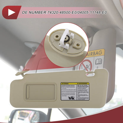 Left Driver Side Sun Visor for Toyota Highlander (2010-2013)
