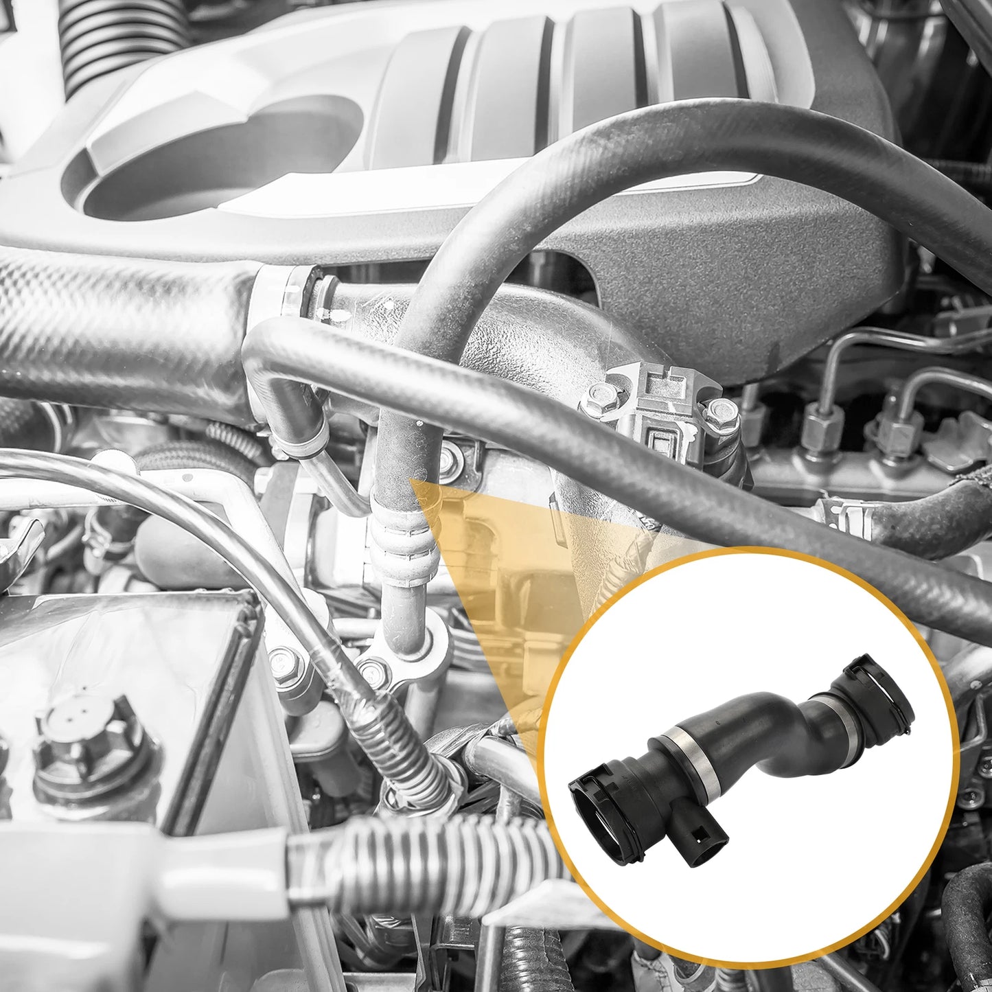 Radiator Hose for BMW 5 Series 2002-2010 2 x Rubber Black