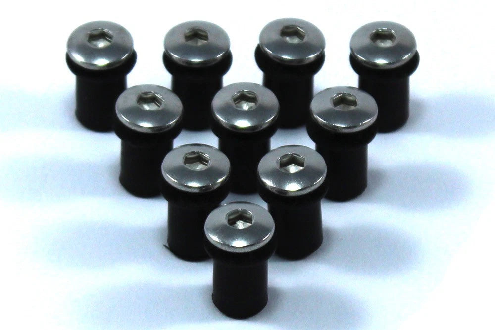 Windscreen Bolts x10 Stainless Steel + Quality Rubber Well Nut for Yamaha