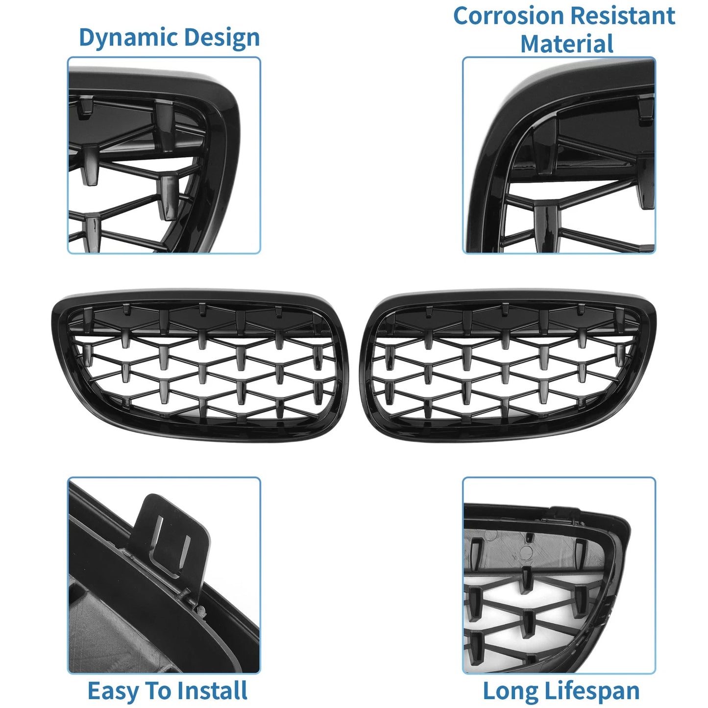1 x Front Hood Bumper Grille for BMW 328xi M3 335xi 328i 335i Black