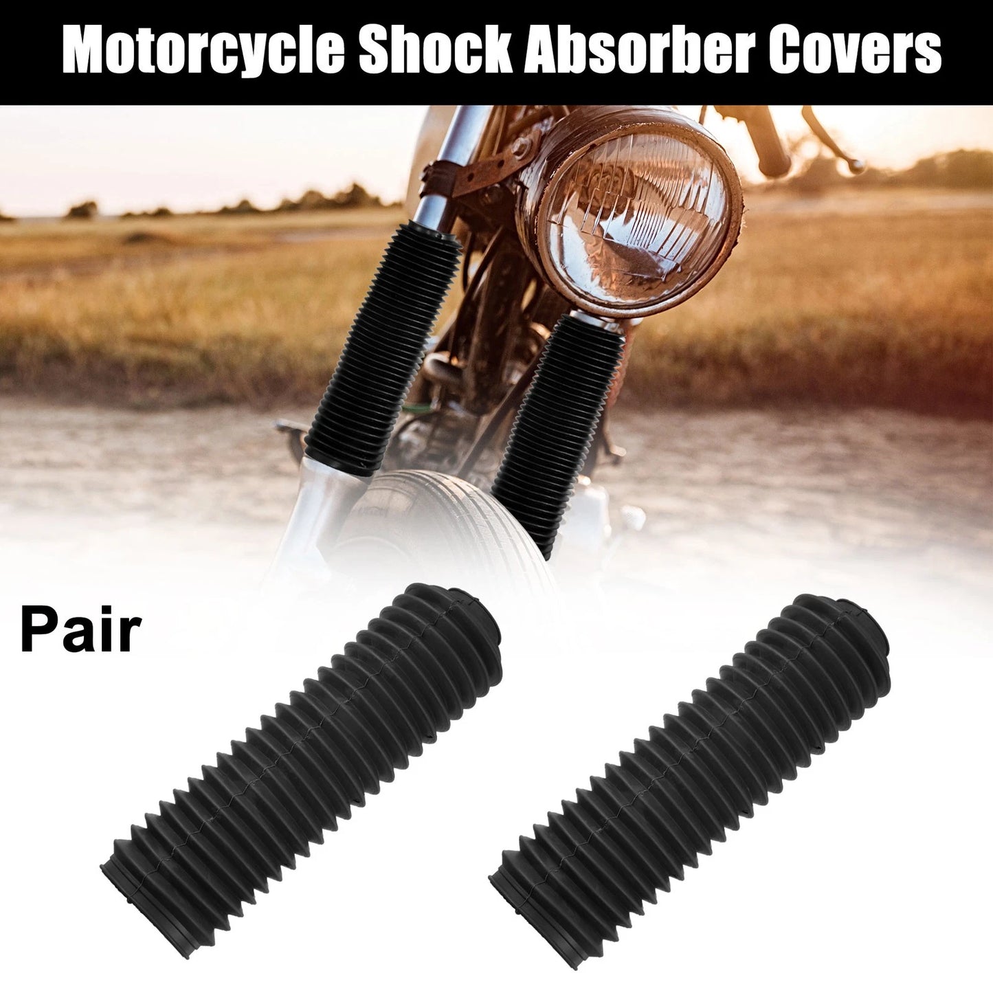 Pair 235mm Front Fork Boots Shock Absorber Covers Rubber Black for Motorcycle