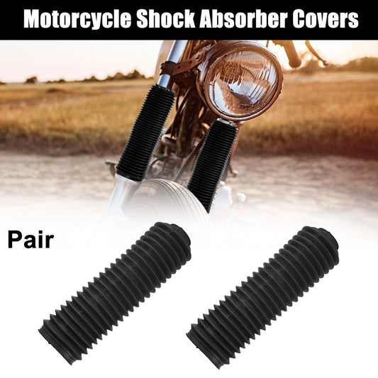 Pair 235mm Front Fork Boots Shock Absorber Covers Rubber Black for Motorcycle