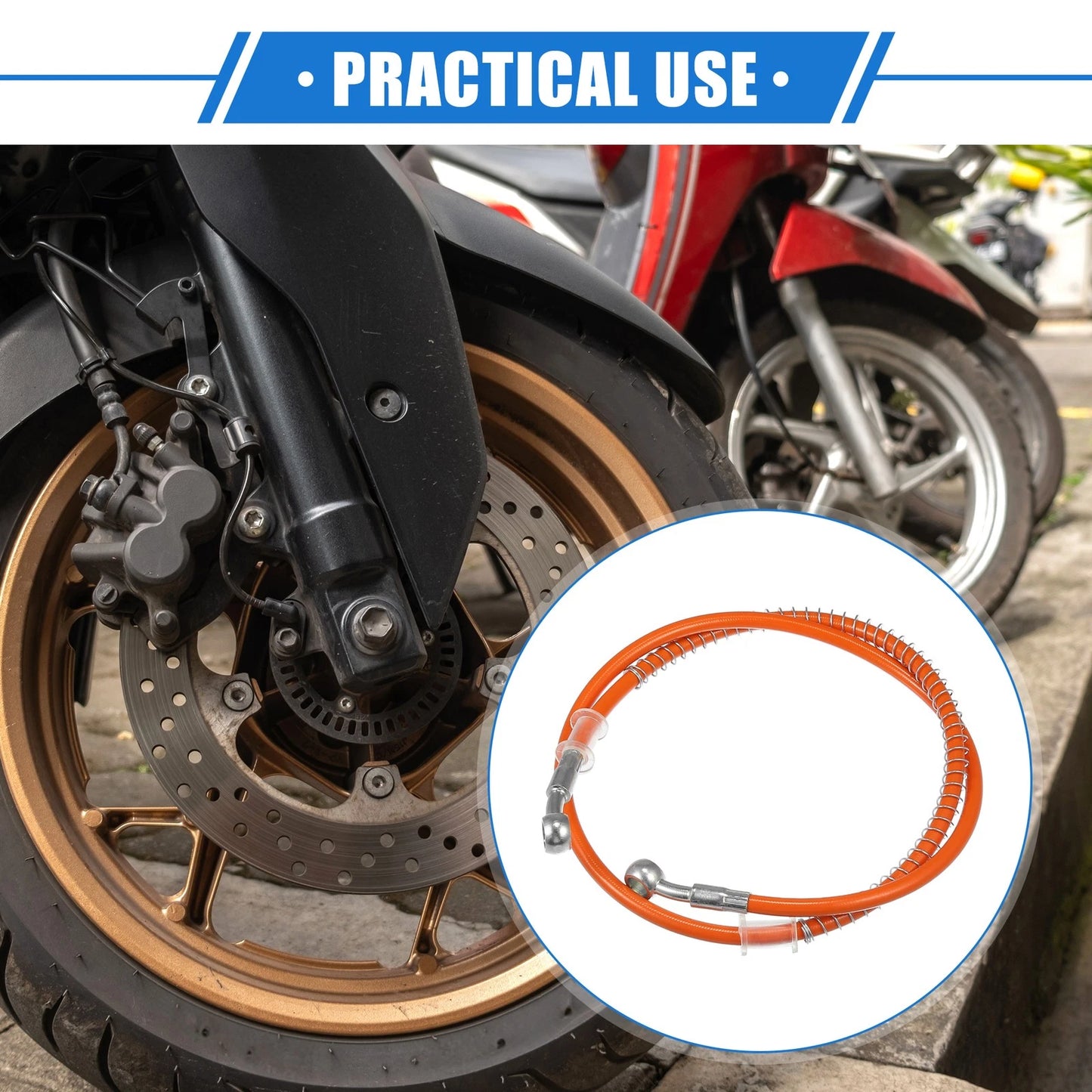 Hydraulic Brake Hose Line Pipeline 100cm 10mm Orange for Motorcycle