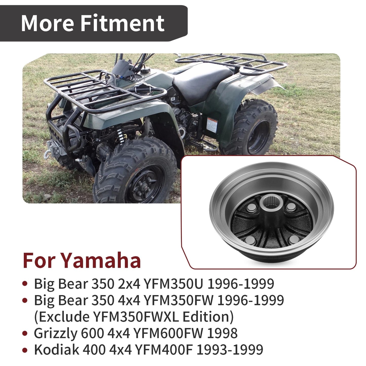 Rear Wheel Brake Drum for Yamaha Grizzly 600 4x4 YFM600FW (1999–2007)