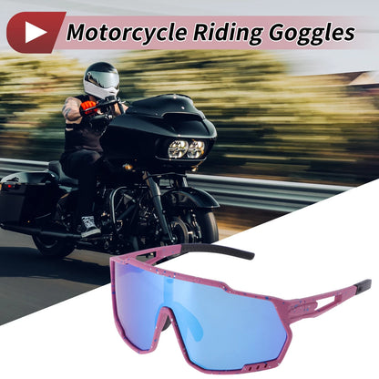 Goggles / Blue Lens Purple with Blue White Spots Frame PC for Motorcycle