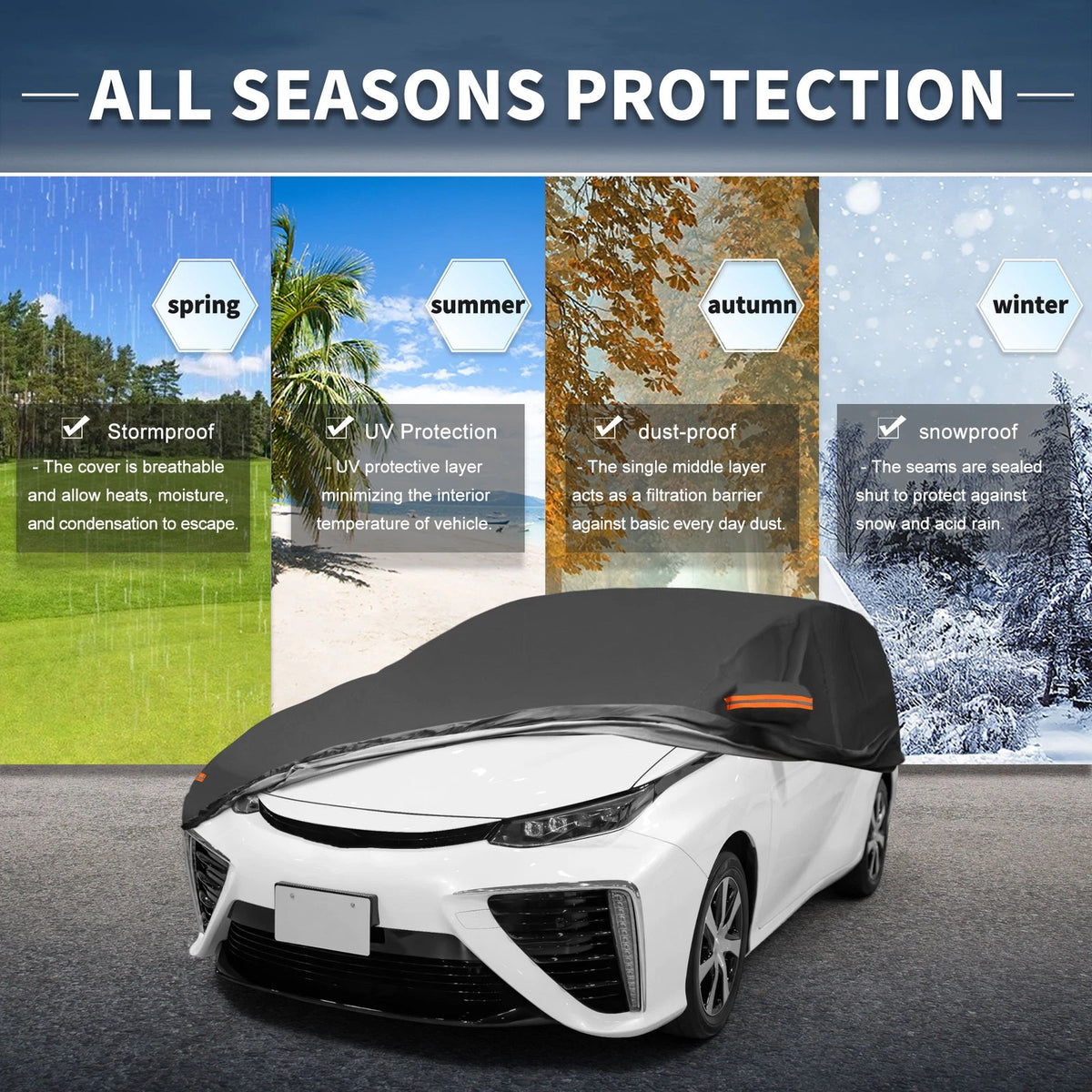Waterproof 210D-PU Car Cover for Toyota Prius Hatchback (2010-2023)