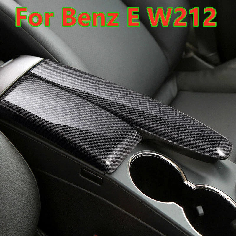 Carbon Fiber Car Interior Armrest Storage Cover Trim Decor for Benz E W212